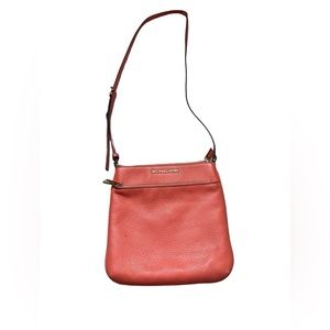 Michael Kors Jet Set Charm Small Flat Crossbody Bag Pebbled Leather orange